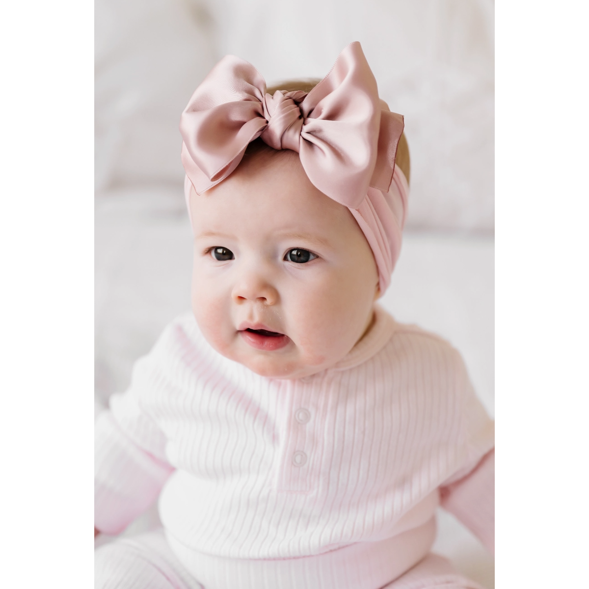 satin fab bow headband | antique rose