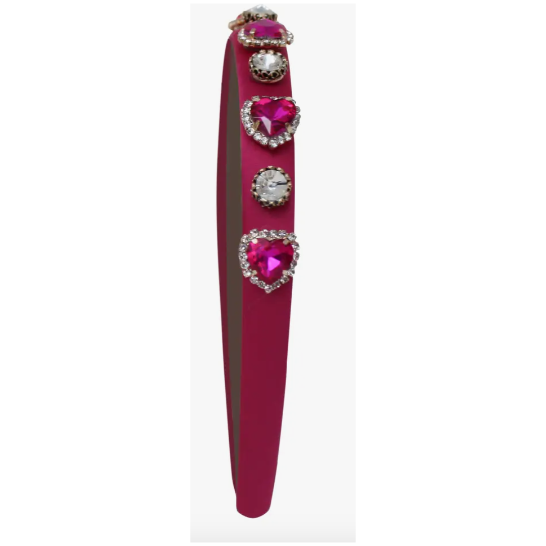 heart gem headband | hot pink