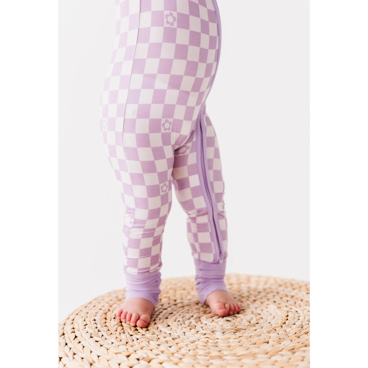 bamboo zippy romper | lavender check