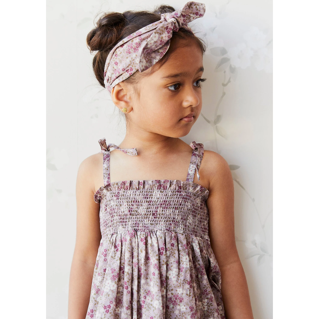 organic cotton eveleigh dress | pansy floral fawn