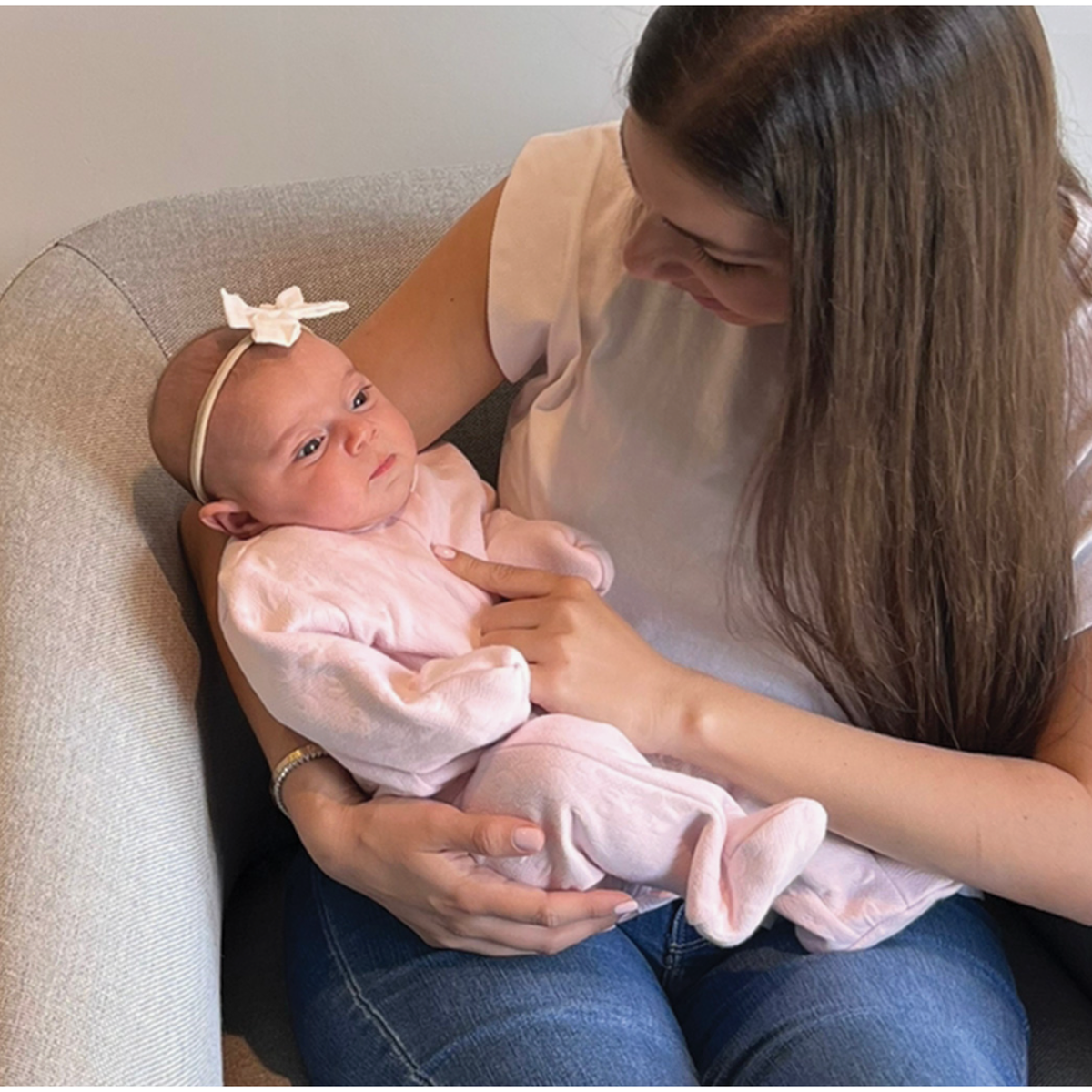 snap footie | pink jacquard hearts