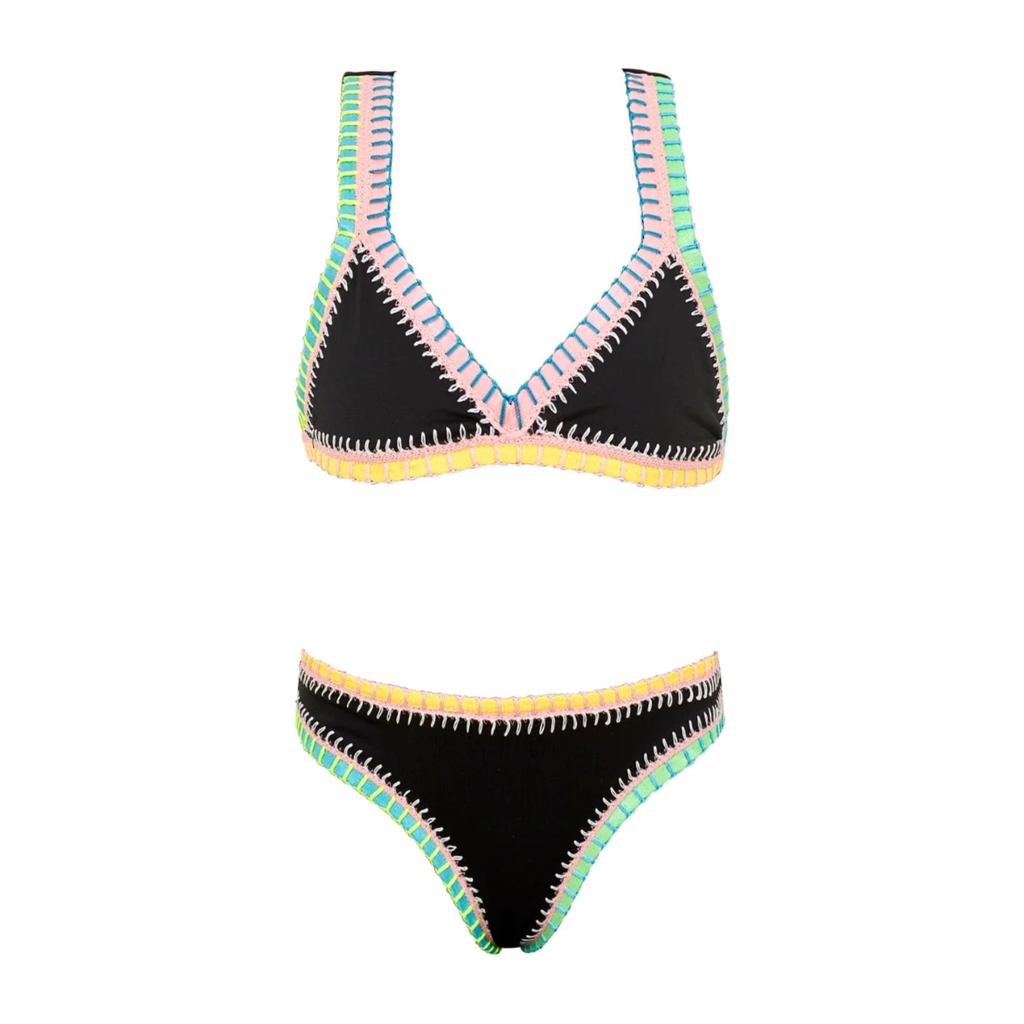 kids rainbow embroidered bikini | black pier