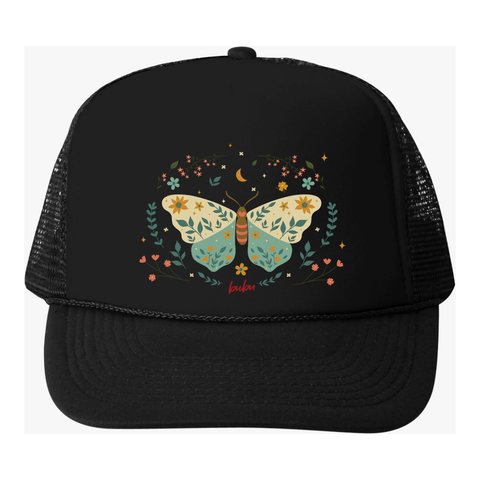 butterfly trucker hat in black