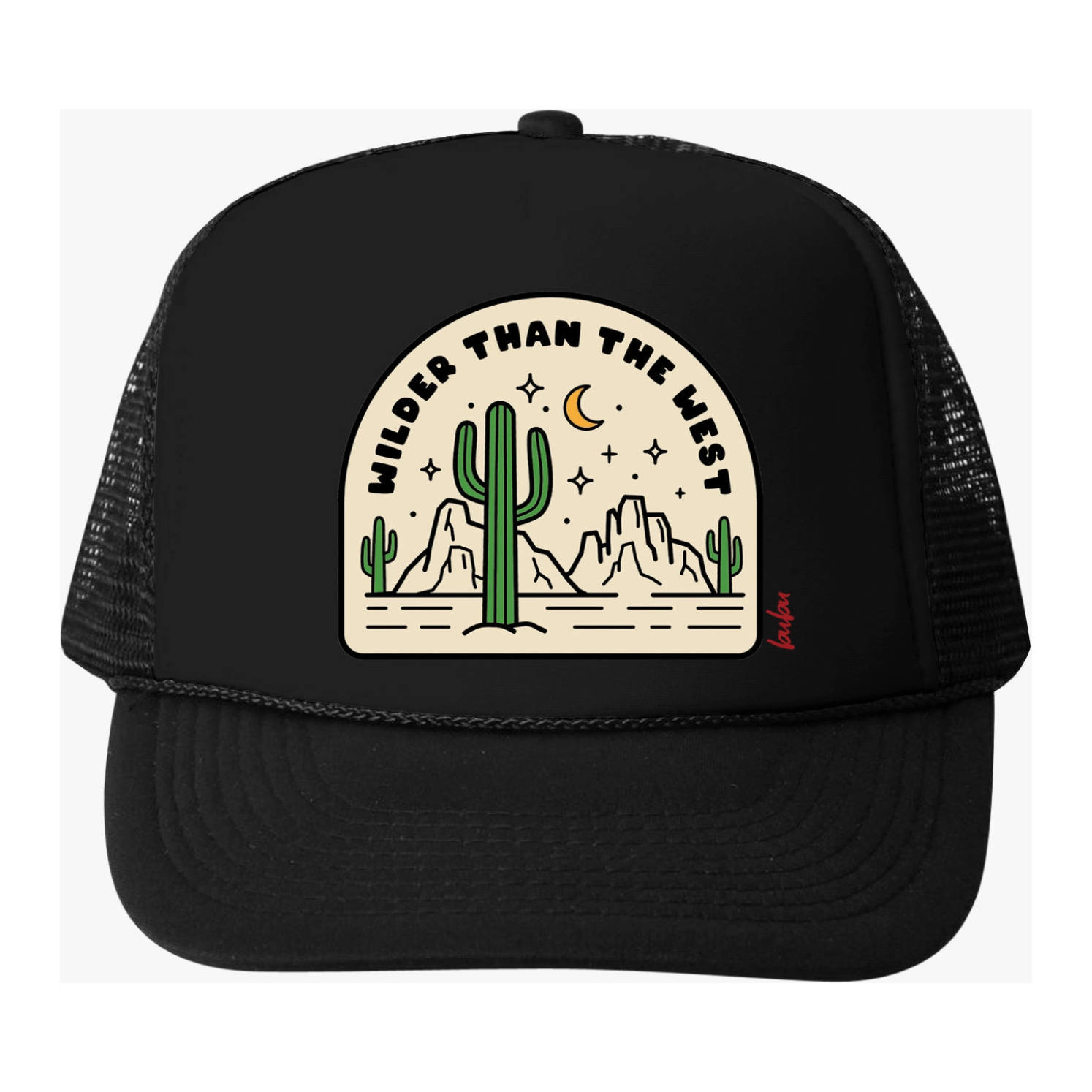 WILDER THAN THE WEST surf trucker hat in black