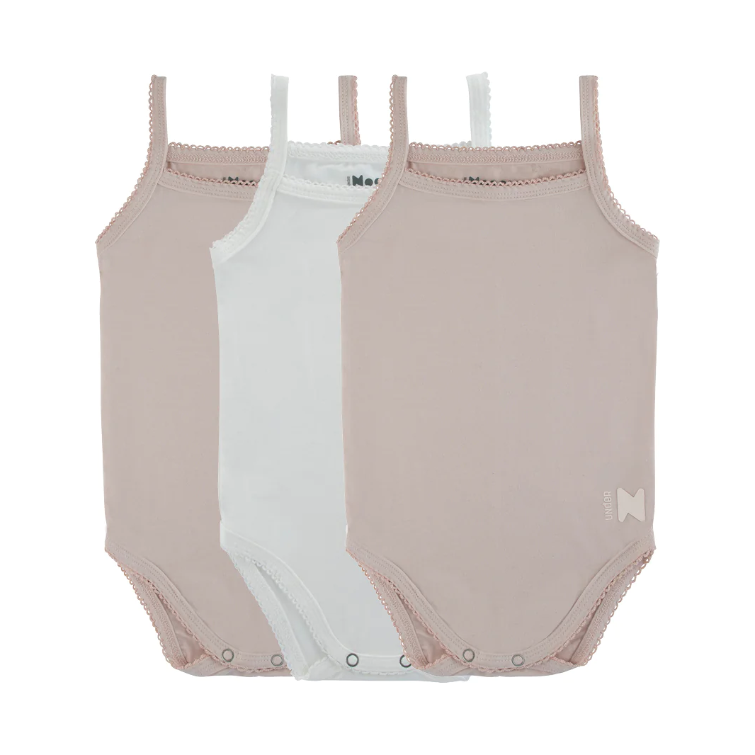 bamboo white + mauve onesie (three pack)