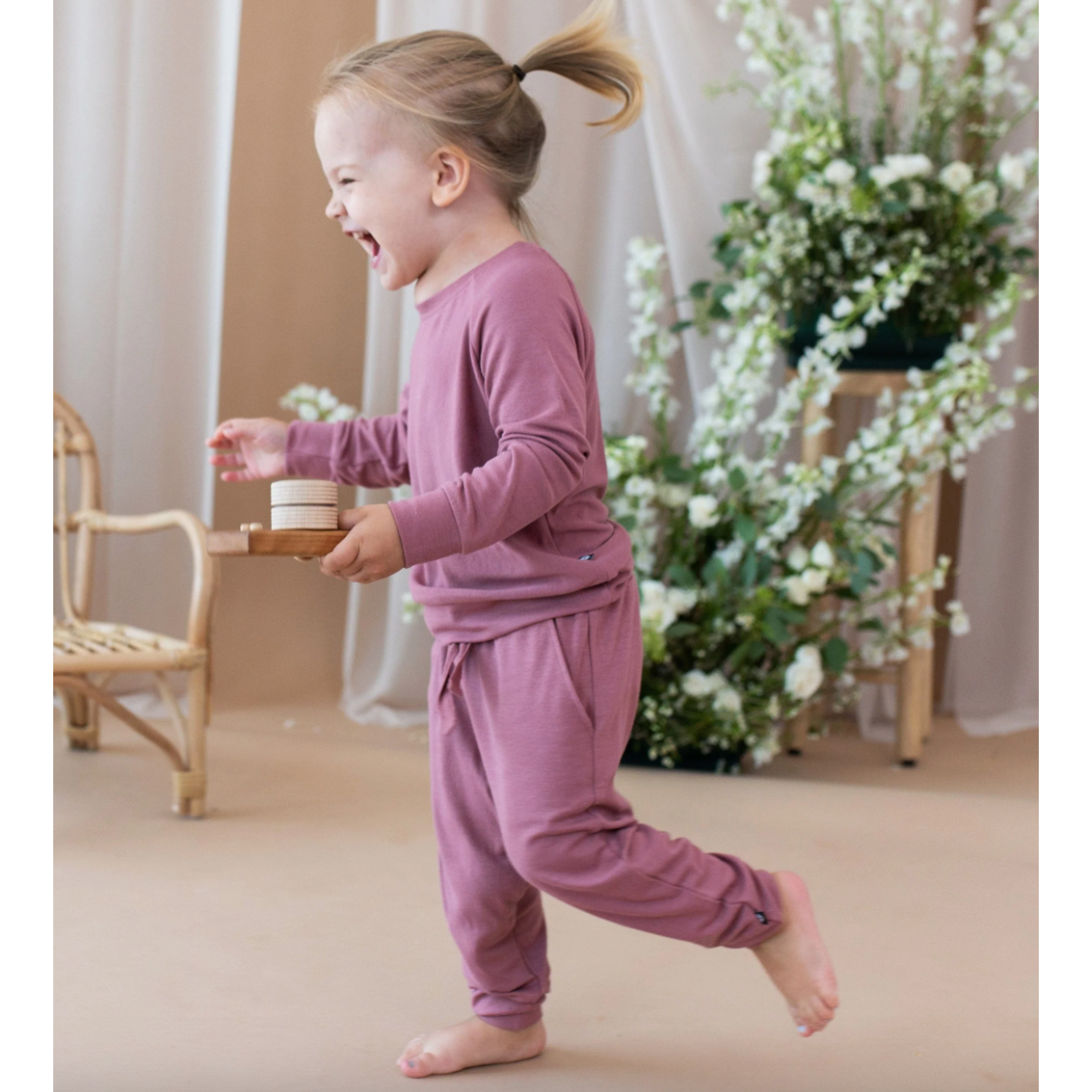 bamboo jersey jogger set | dusty rose