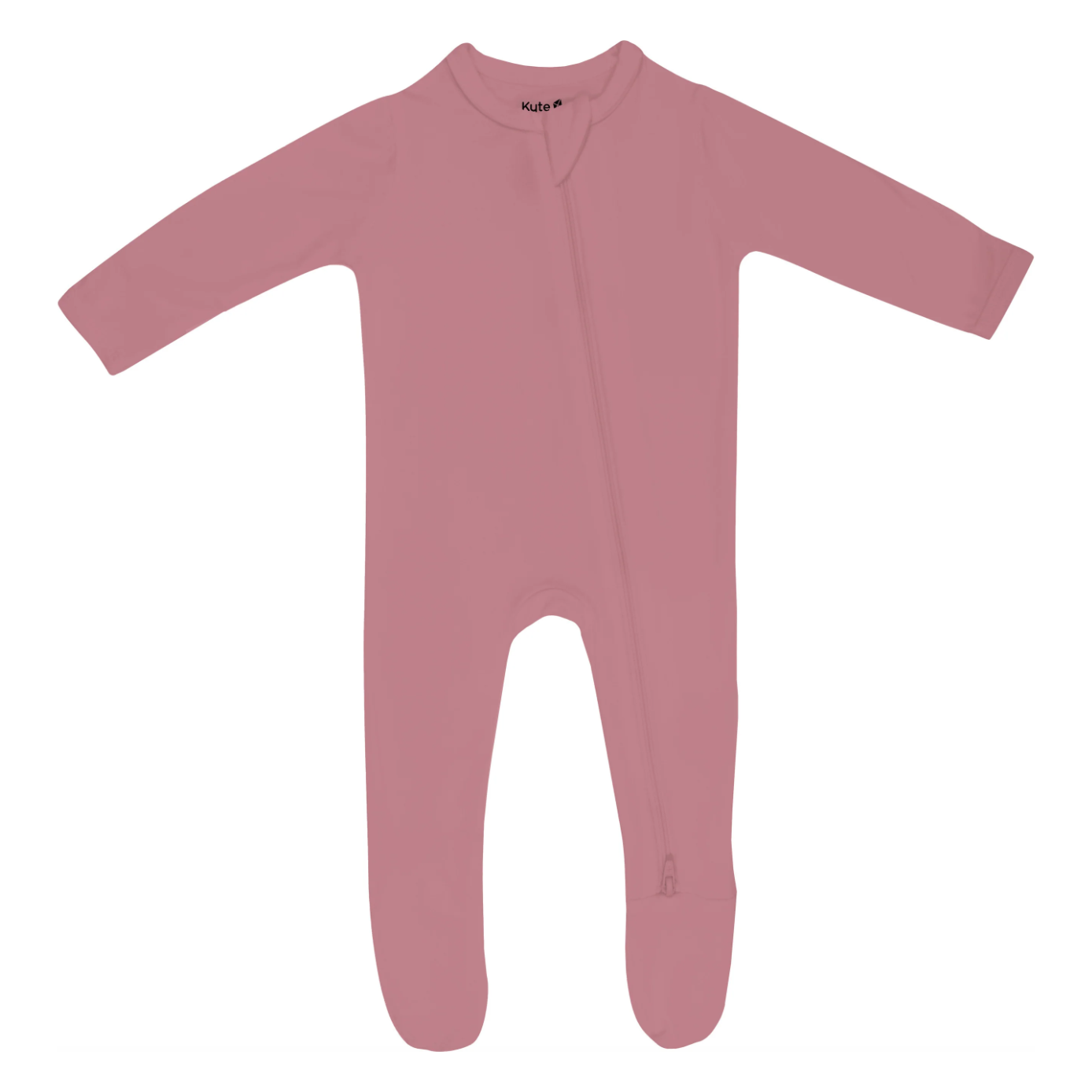 zippered footie | dusty rose