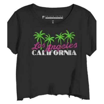 cali palm trees crop tee | black