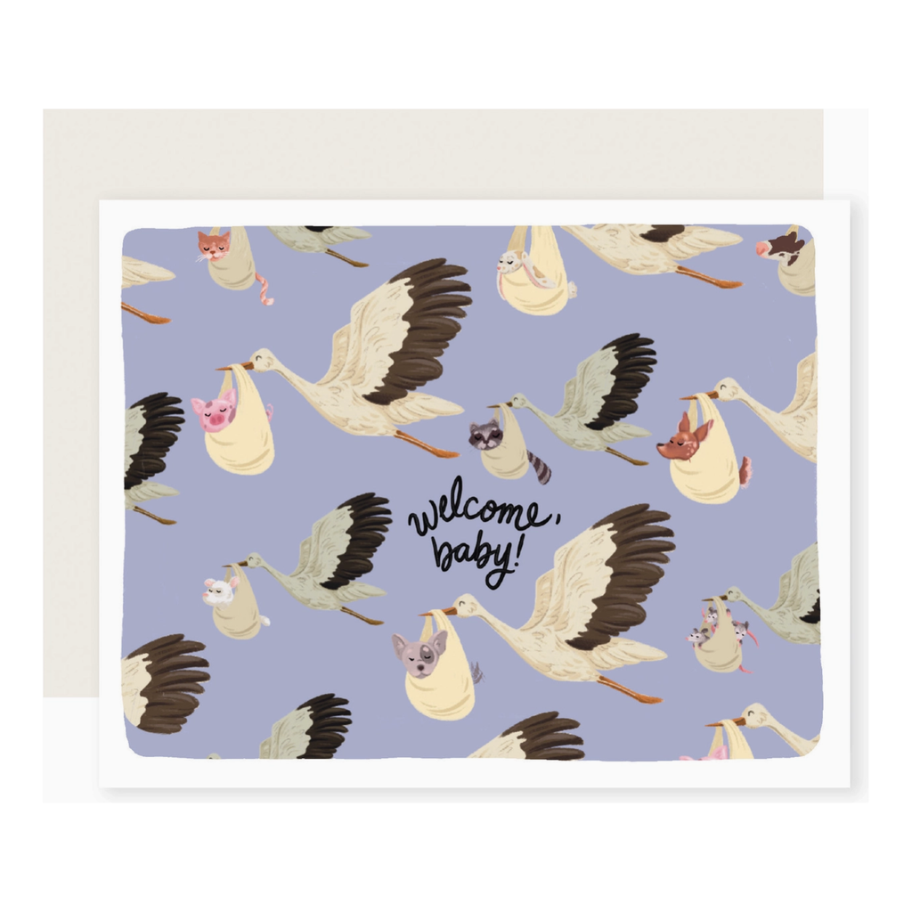 stork welcome baby card