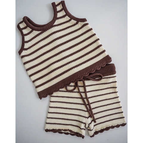 strip knit set | chocolate
