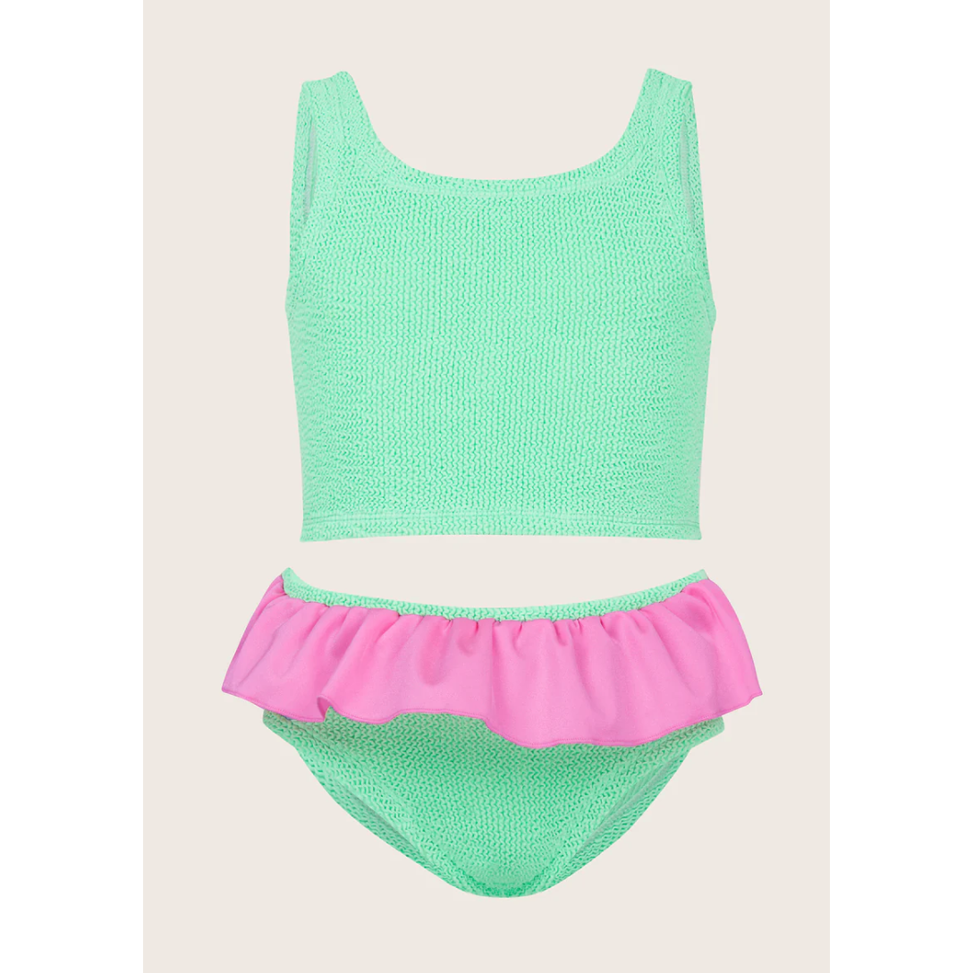 kids duo olive bikini | lime / bubblegum