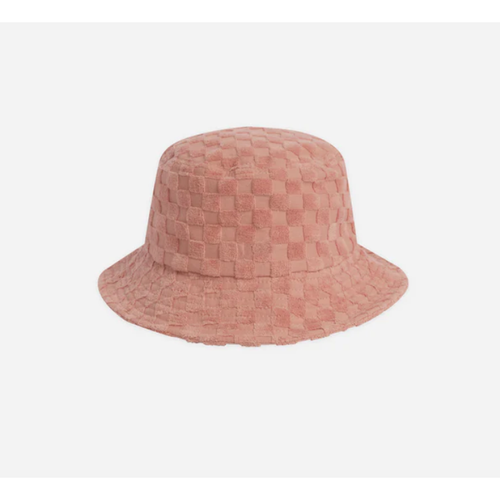 terry bucket hat || pink check