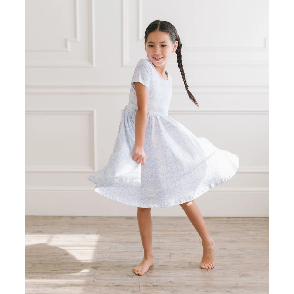 classic twirl in blue bunnies | pocket twirl dress