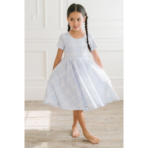 classic twirl in blue bunnies | pocket twirl dress