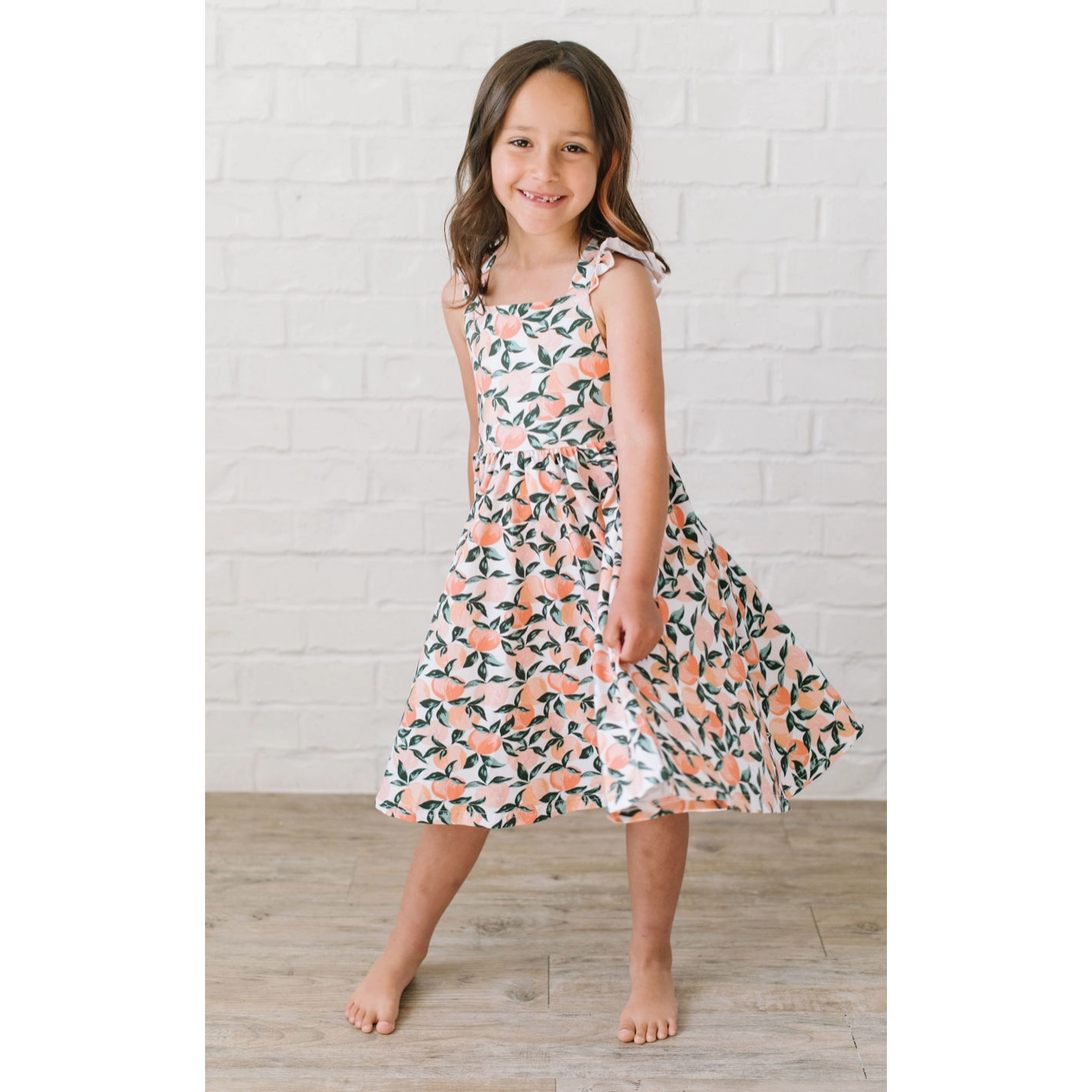 rosita dress in peachy paradise | pocket twirl dress