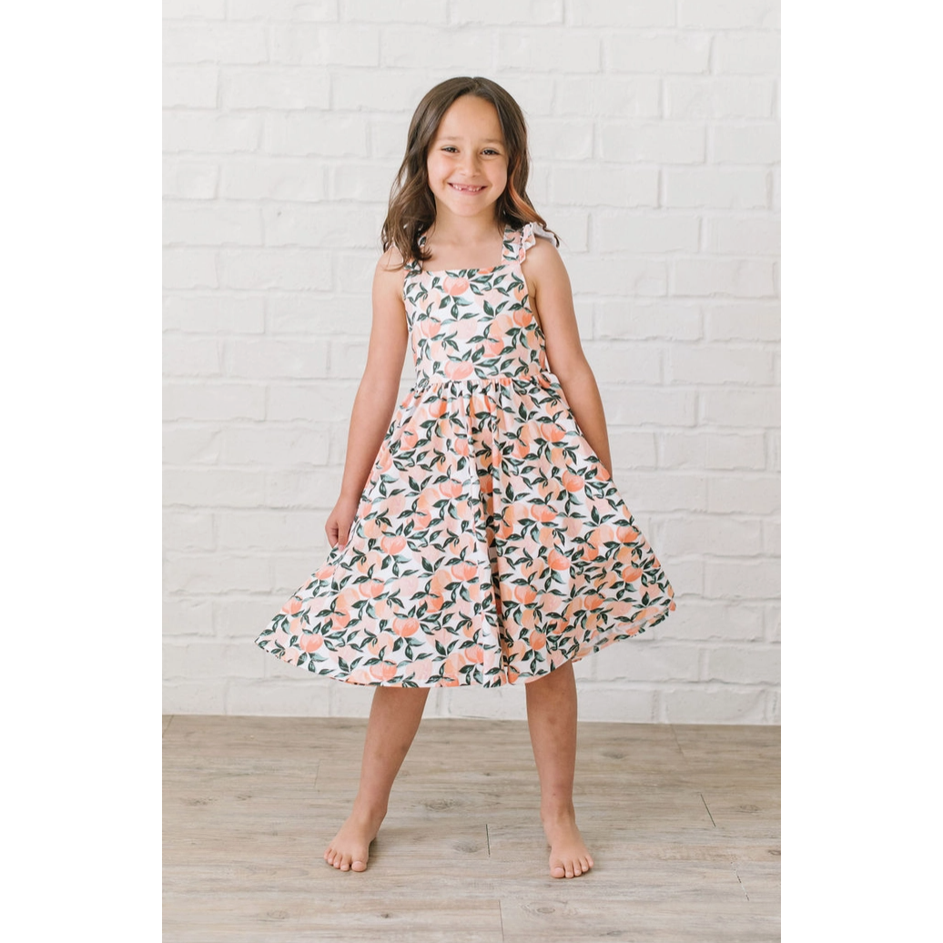 rosita dress in peachy paradise | pocket twirl dress