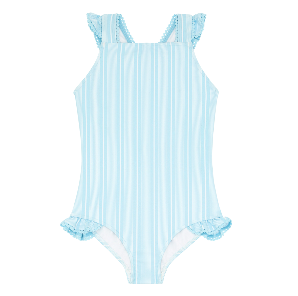 girls pacific blue stripe crossover one piece