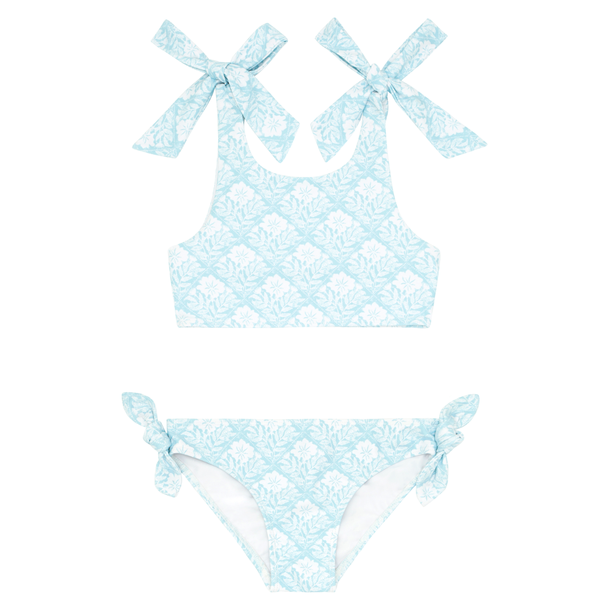 girls hibiscus quilt tie knot bikini