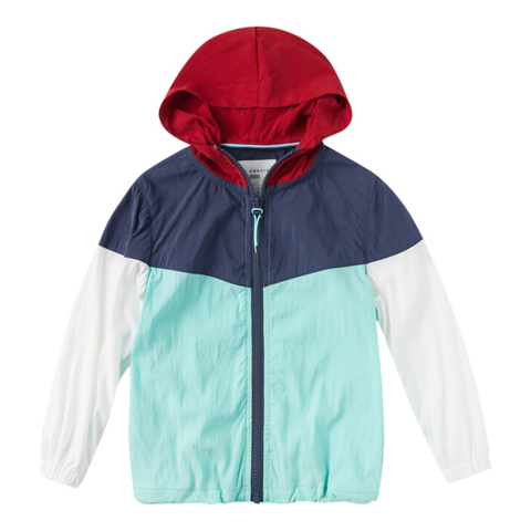 color block zip hoodie jacket