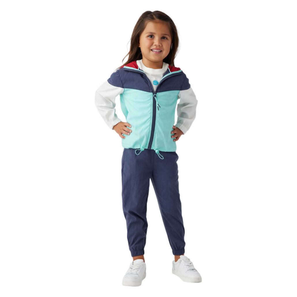 color block zip hoodie jacket