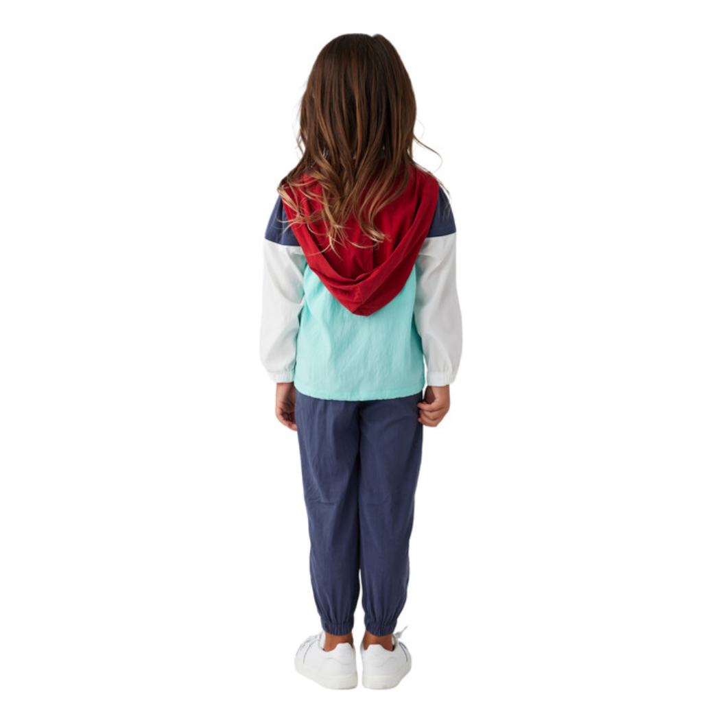 color block zip hoodie jacket