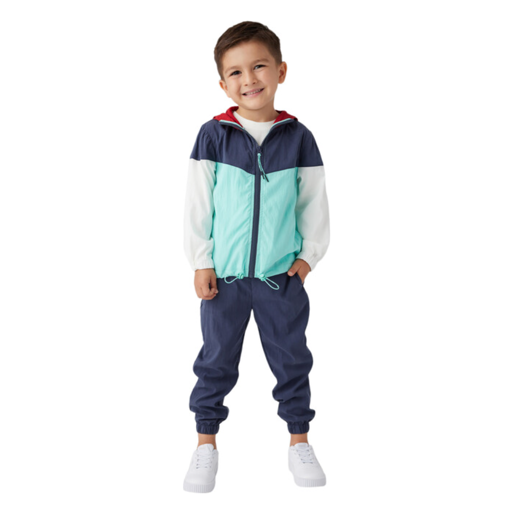 color block zip hoodie jacket