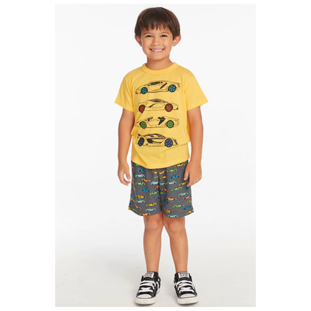 jersey banana tee + race car shorts