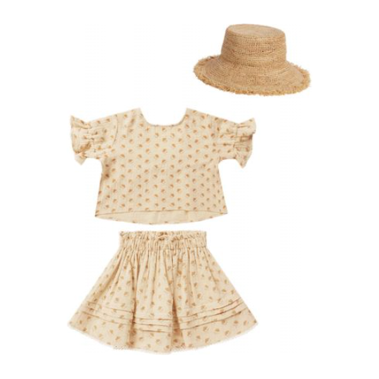 francie blouse + mae skirt || vintage fleur + straw bucket hat