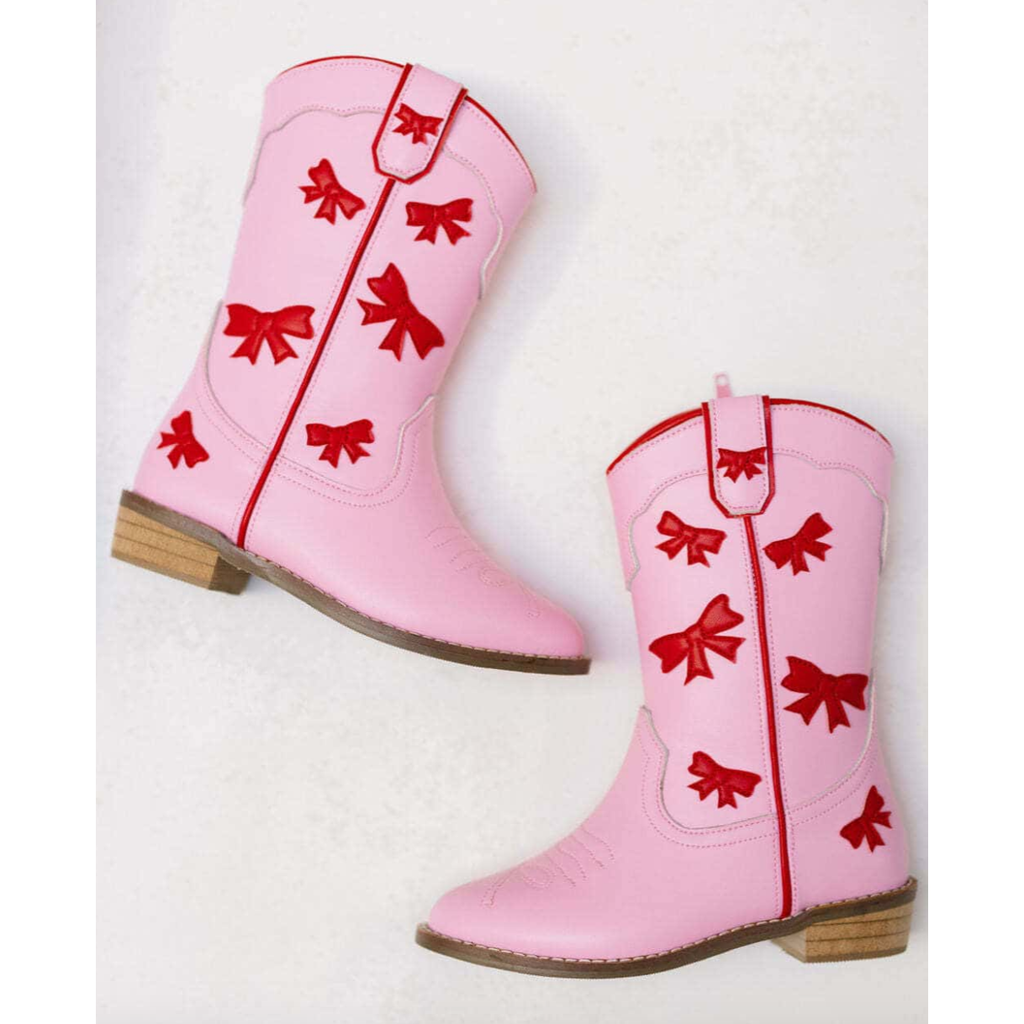 preorder red + pink bow cowgirl boots