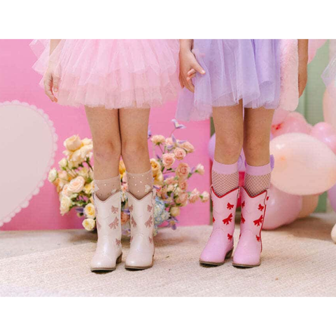 red + pink bow cowgirl boots