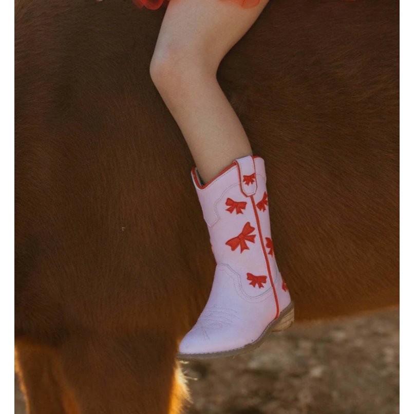 red + pink bow cowgirl boots