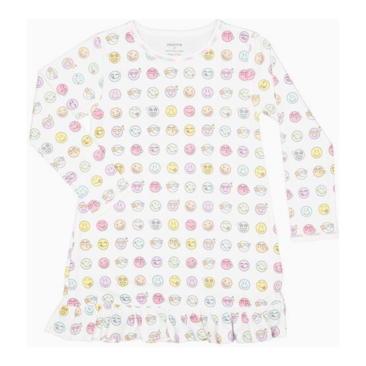 long sleeve nightgown dress | rainbow happy faces