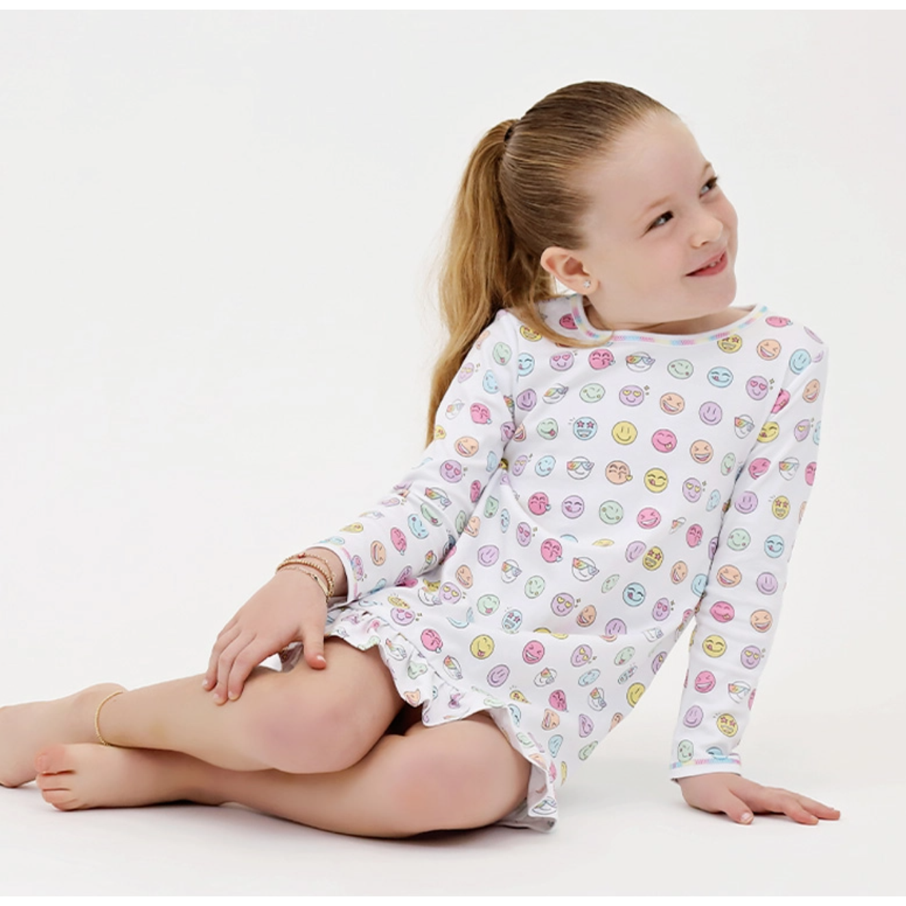 long sleeve nightgown dress | rainbow happy faces