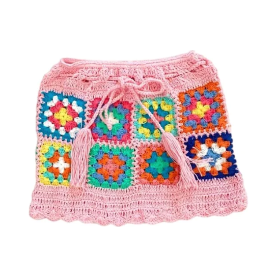 pink crochet skirt