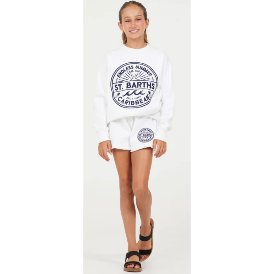 st. barths sweatshirt + shorts | white