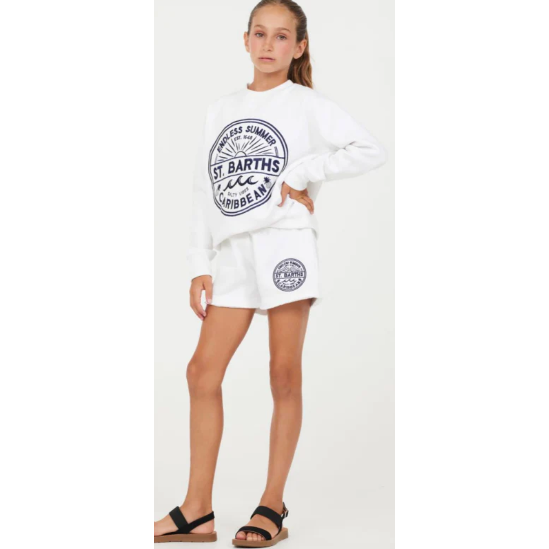 st. barths sweatshirt + shorts | white