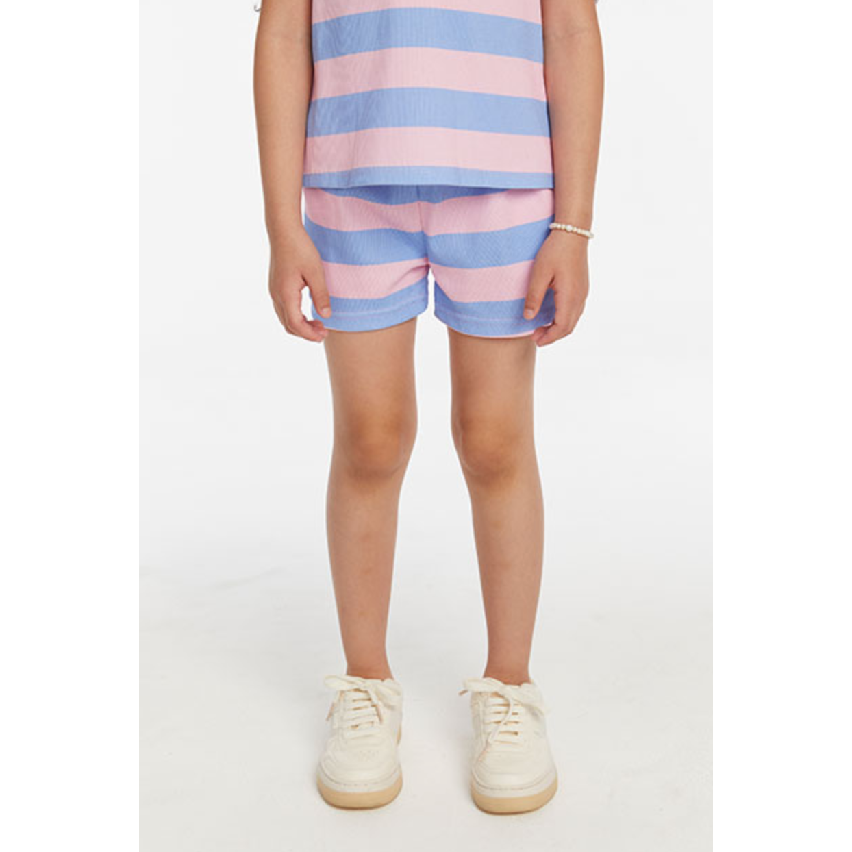 stretch rib jade short | bubblegum stripe