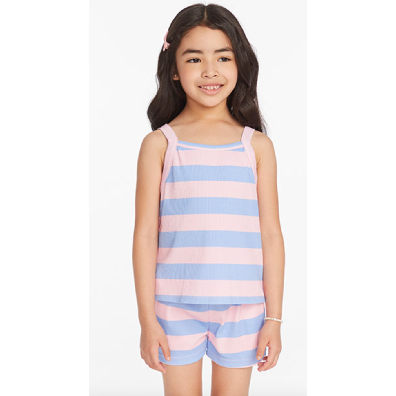 stretch rib tank| bubblegum stripe