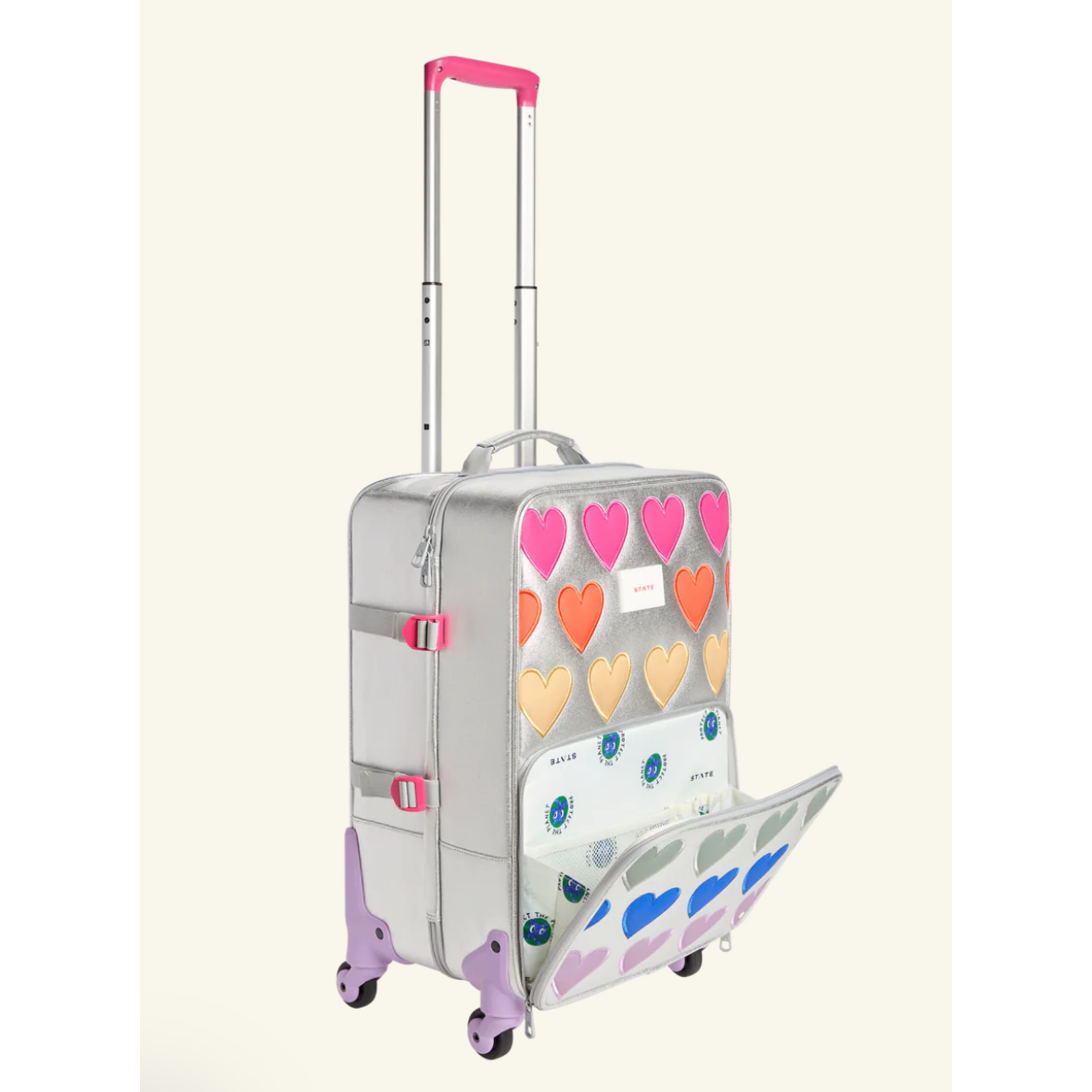 logan cary on suitcase | hearts