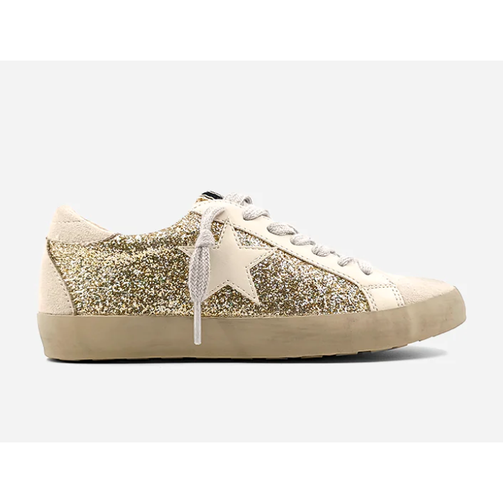 paula kids low-top sneaker | gold glitter