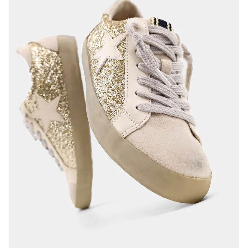 paula kids low-top sneaker | gold glitter