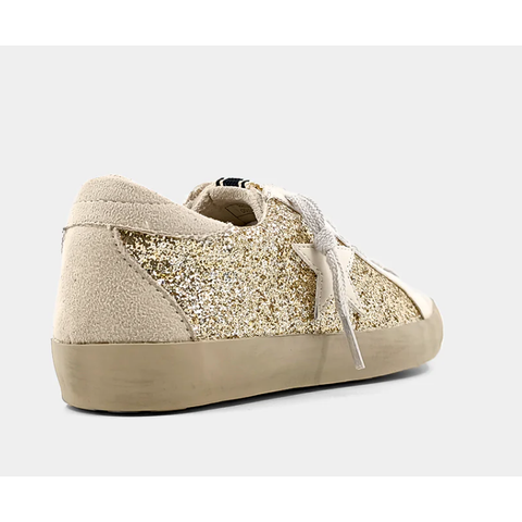 paula kids low-top sneaker | gold glitter