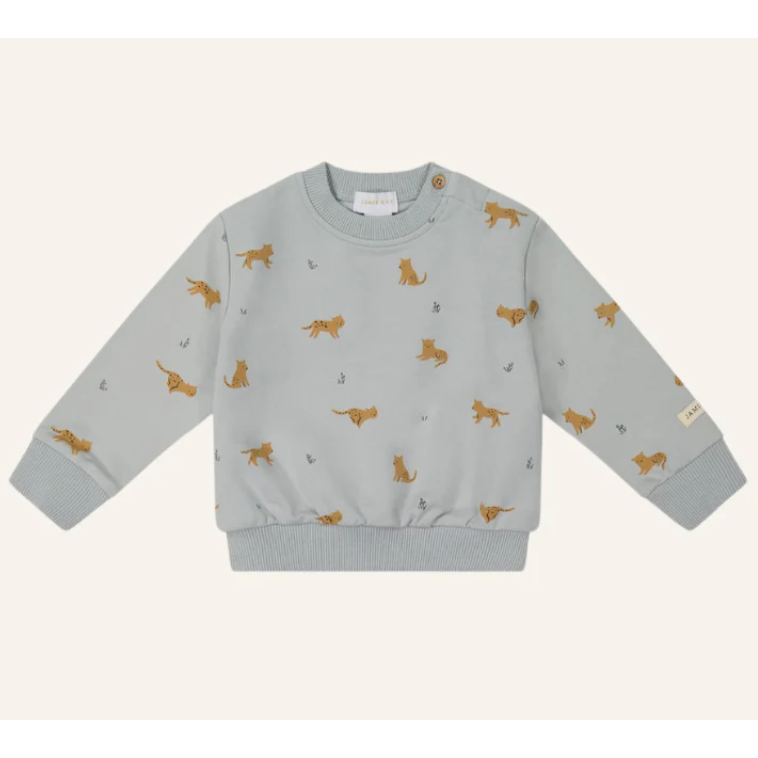 organic cotton jalen sweatshirt | lenny leopard sage