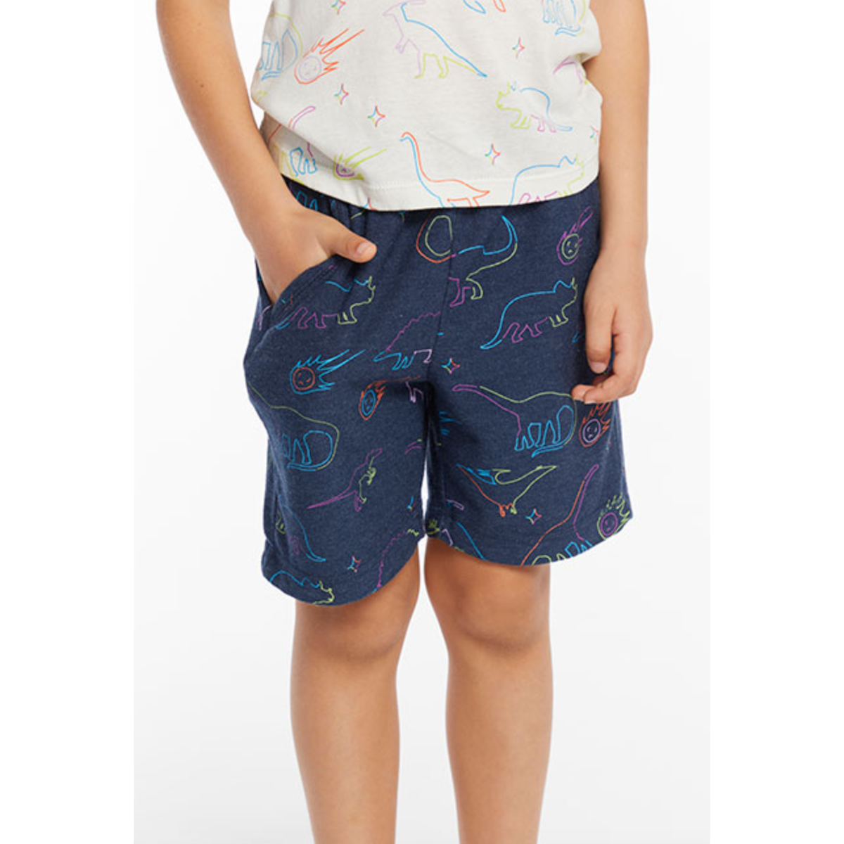 neon dinos tee + shorts
