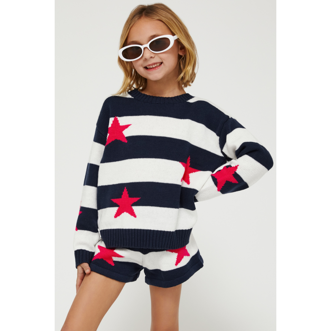 little callie beach sweater + little balboa short | liberty stars