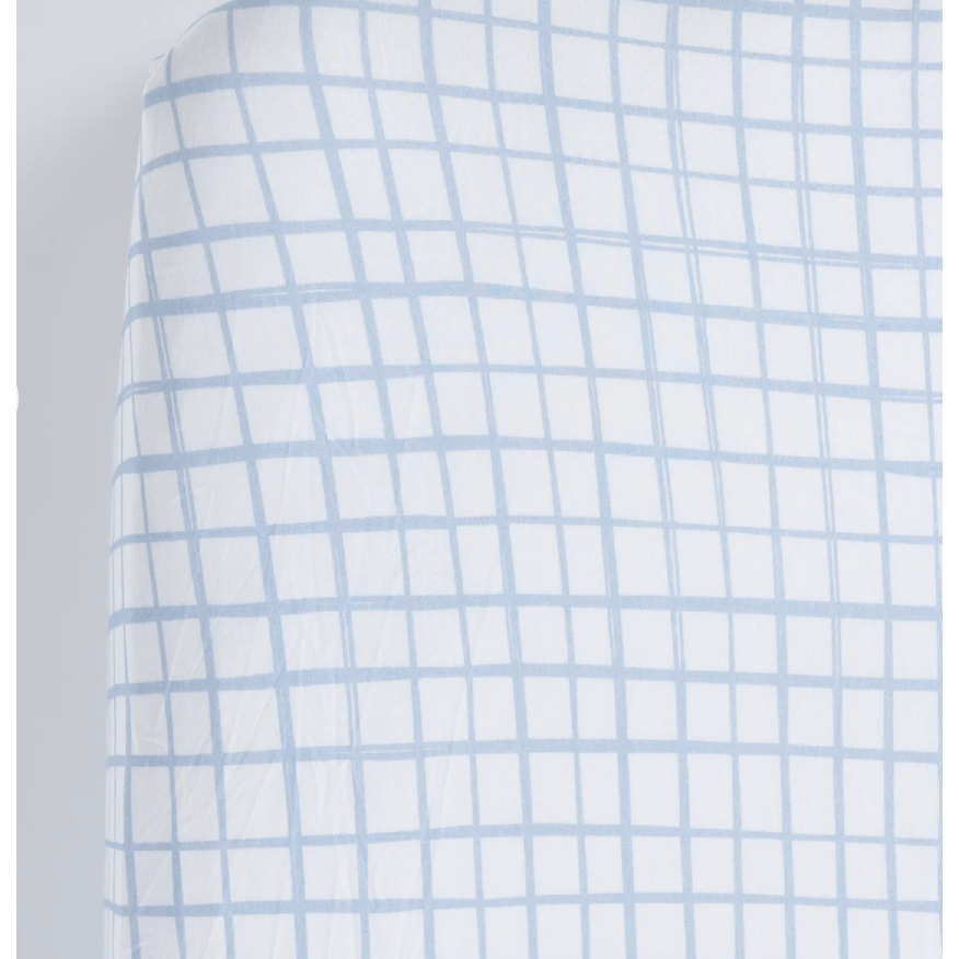 crib sheet | blue window pane