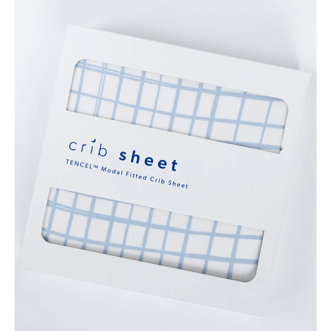 crib sheet | blue window pane