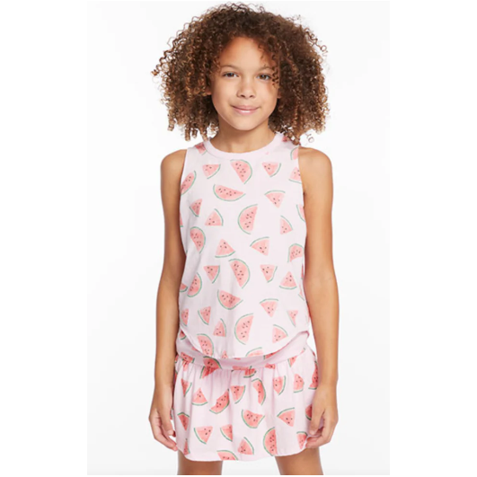 shirt tail muscle tee + grotto short | watermelon heaven