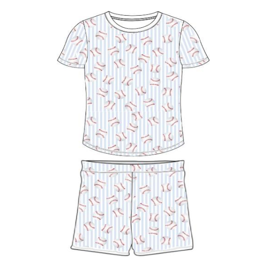 preorder baseball short sleeve/short pajama set