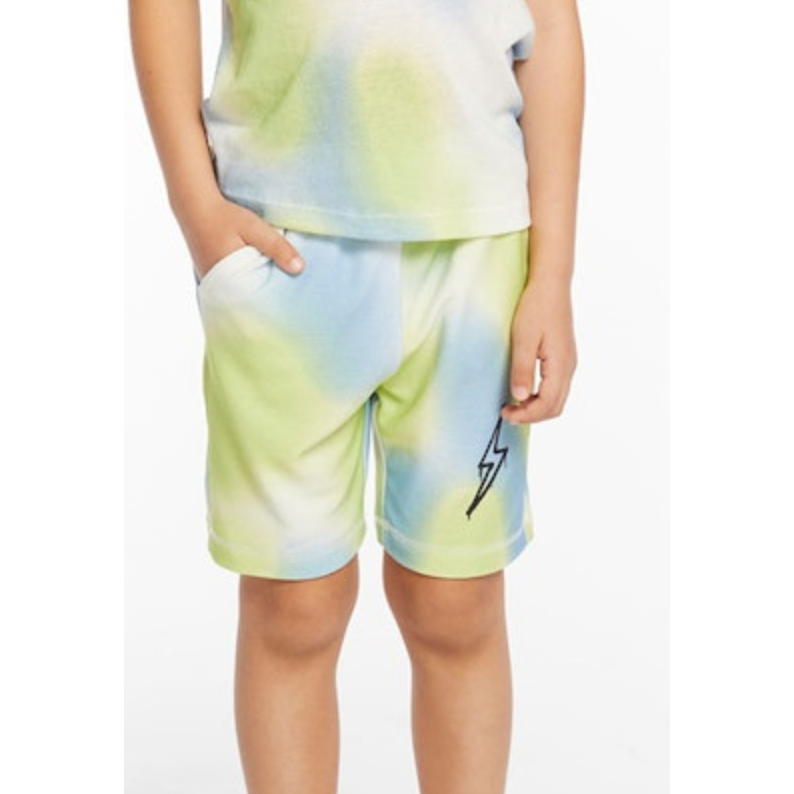 lightning bolt shorts| blue green spray